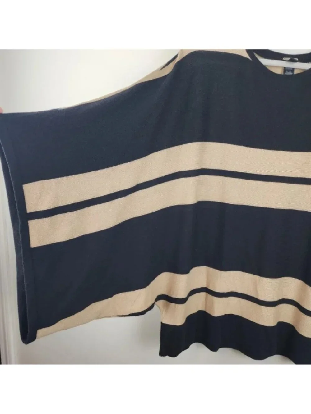 Black Label by Chico's Cashmere Blend Neutral/Black Striped Sweater Size 1 (Med)
